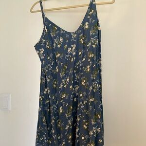 Reformation Floral Blue Spaghetti Strap Dress